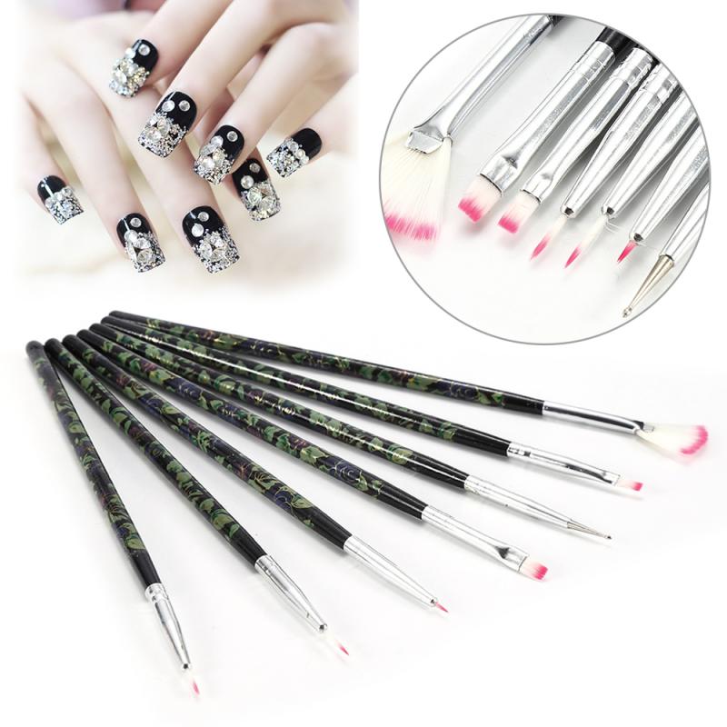10 st/set nail art borste set uv gel akryl nail art paint pen teckning pensel nail art liner pensel gör-det-själv nail art manikyrverktyg: 04 7 st