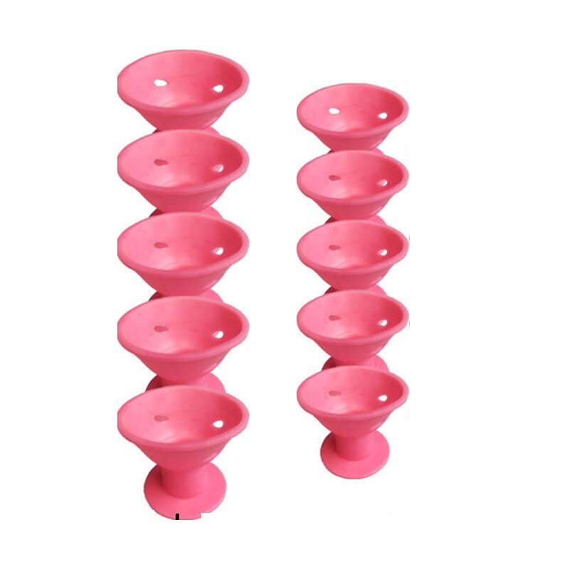 Bigoudis magiques en Silicone, sans chaleur, sans Clip, outil de coiffure, bigoudis, 10/20/ensemble: 10pcs Pink