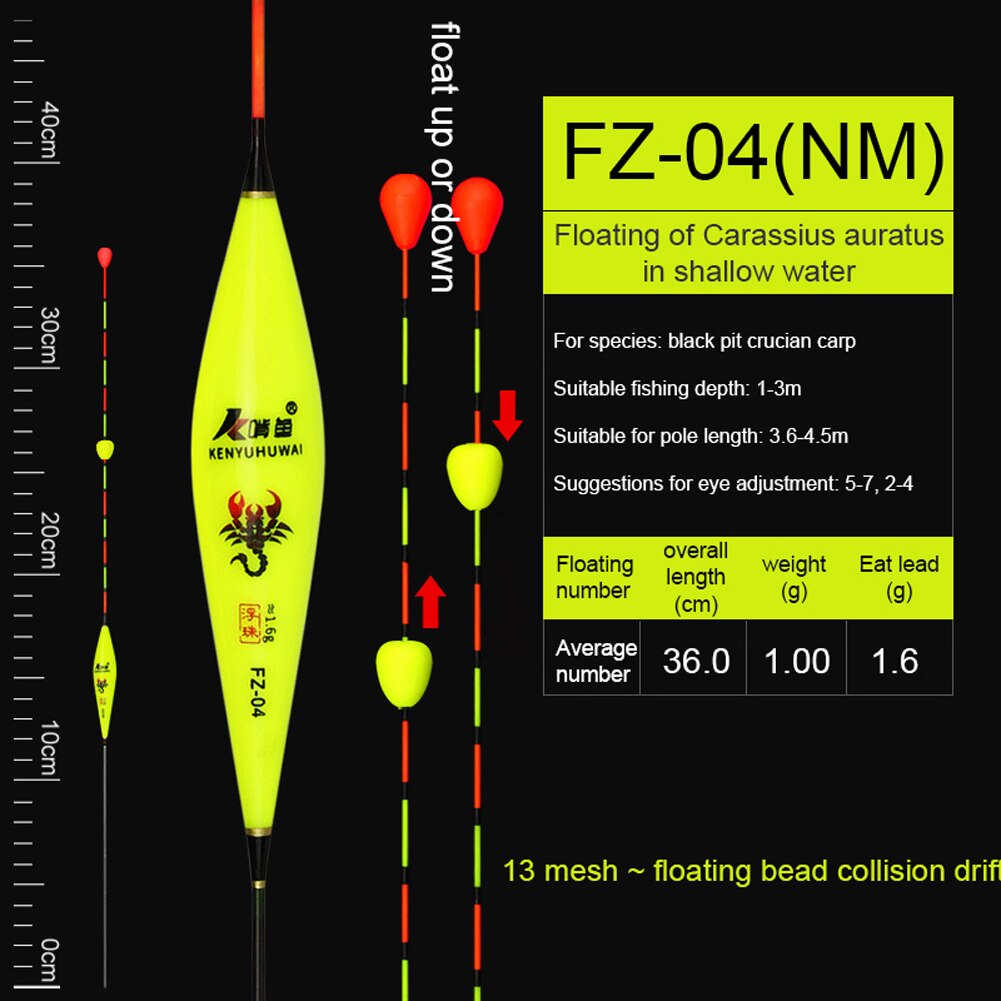 Fishing Floats Nano Gnawing Rolling Ball Tail Buoy Windproof Eye-catching Thick Tail Sensitive Bobber Nearsighted Fishing Tackle: 04