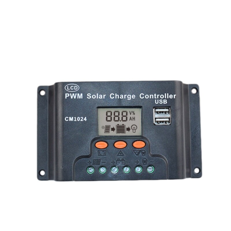 LCD Dual USB Solar Charger Controller 10A 12V/24V Solar Panel Regulator Charge Battery PWM