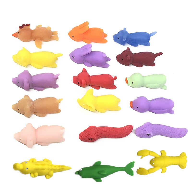 5pcs Novelty Gags & Practical Joke Toys Funny Laugh Rubber sea animal Stretchy Flying Turkey Finger Sticky Random Color