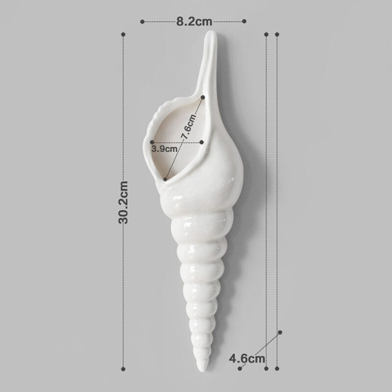 3 Soorten Moderne Witte Keramische Schelp Schelp Bloem Vaas Muur Opknoping Home Decor Woonkamer Achtergrond Muur Versierd Vaas: B