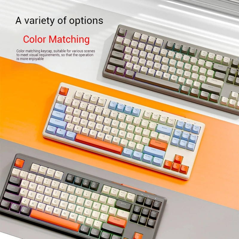 Clavier de jeu sans fil Free Wolf M87 75% – Commutateurs silencieux, rétroéclairage arc-en-ciel, BT/2.4G, capuchons de touches dégradés PBT, compacte