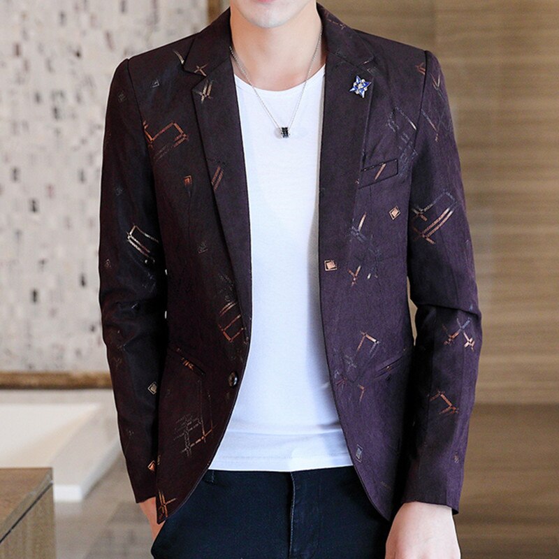 Männer der Jugend Beiläufige Dünne High-End-Druck Anzug Blazer/Männlichen Bankett Jacke Mantel