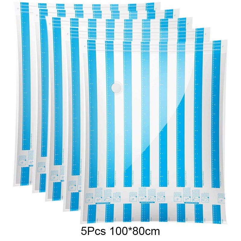 Vakuum Lagerung Taschen für Kleidung Decken Kissen Raum Sparer Größe extra Starke Vakuum Verpackung 60x40cm 70x50cm 80x60cm 100x80cm: 5Stck 100X80CM