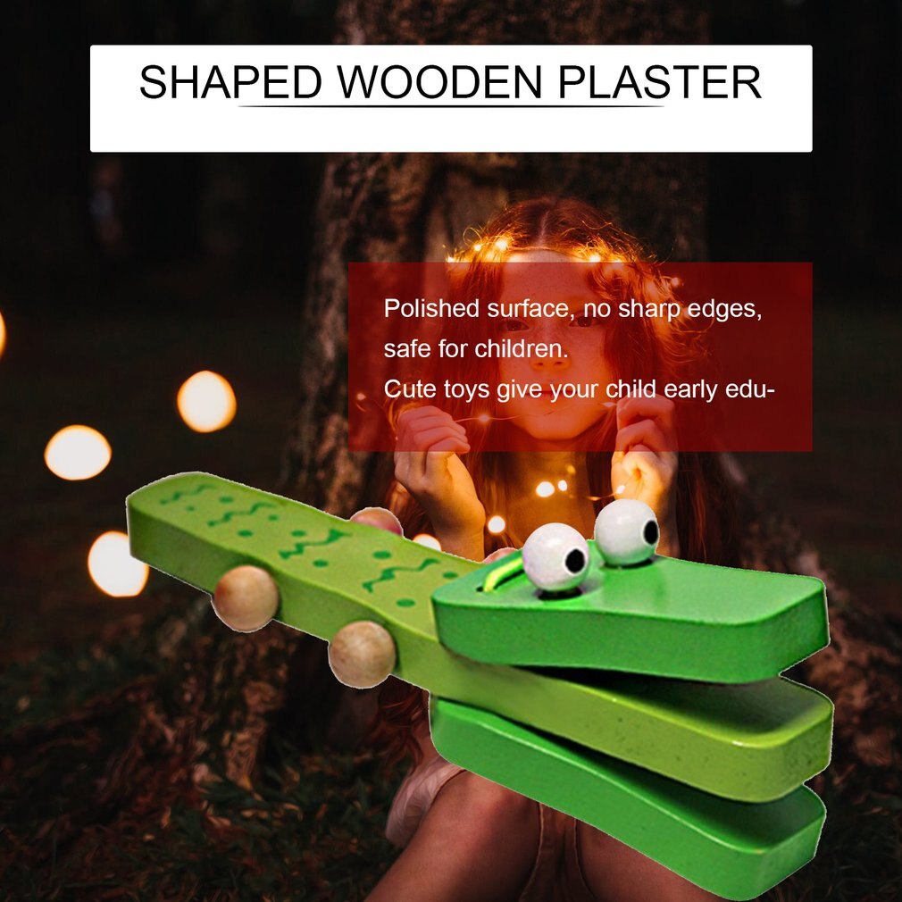 Krokodil Vorm Houten Castanet Baby Muziekinstrument Cartoon Baby Musical Instrument Educatief Speelgoed Rammelaar Speelgoed