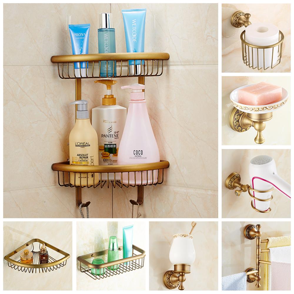 Badkameraccessoires Antiek Brons Handdoekplank Toiletrolhouder Zeephouder Handdoekenrek Tumble Holder Antiek Brons ELF4001