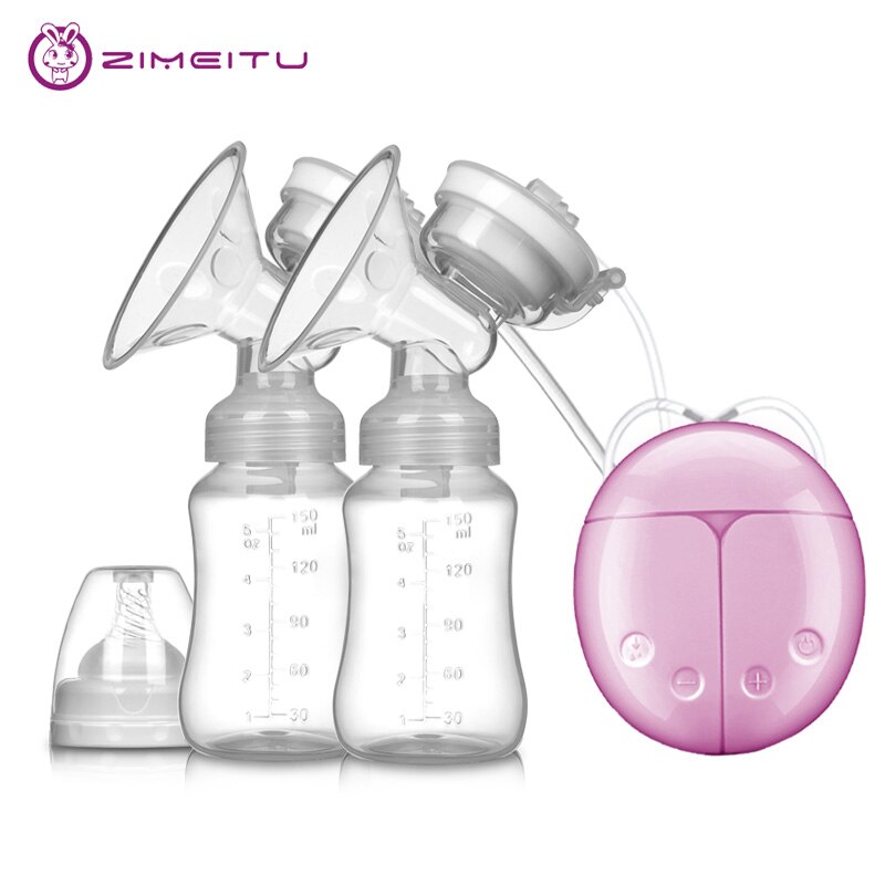 Zimeitu Dubbele Elektrische Borstkolven Krachtige Tepel Zuig Usb Elektrische Borstkolf Met Baby Melk Fles Koude Warmte Pad Nippl: Roze