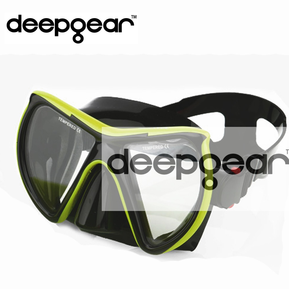 DEEPGEAR scuba dive mask two window snorkel mask black silicon dive mask top scuba gears swimming diving equipment
