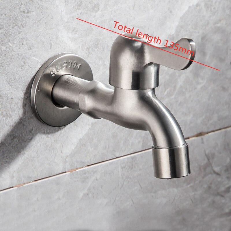 DODI 304 Stainless Steel Garden Faucet Wall Mounted Brushed Outdoor Bibcock Garden Wash Basin Mop Lengthen Faucet Mop Pool Taps: B026