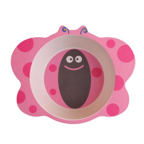 Baby Bowl Cartoon Animal Tableware Feeding Plate Bamboo Fiber Kids Dish Cutlery: Butterfly