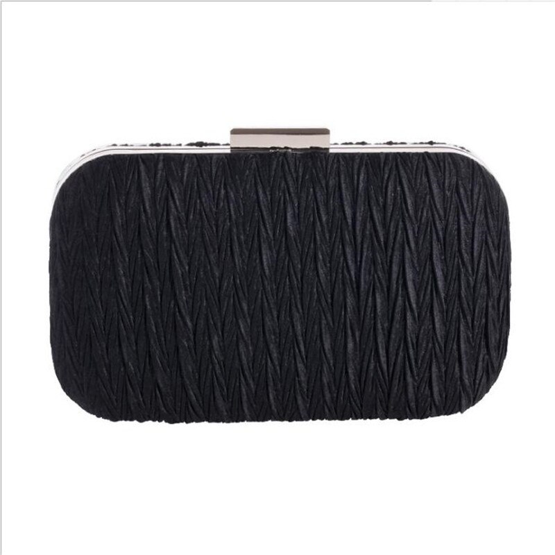 2021 pochette da sera pieghevoli da donna di alta qualità borsa frizione moda con catena borse da festa per donna MN772: Black