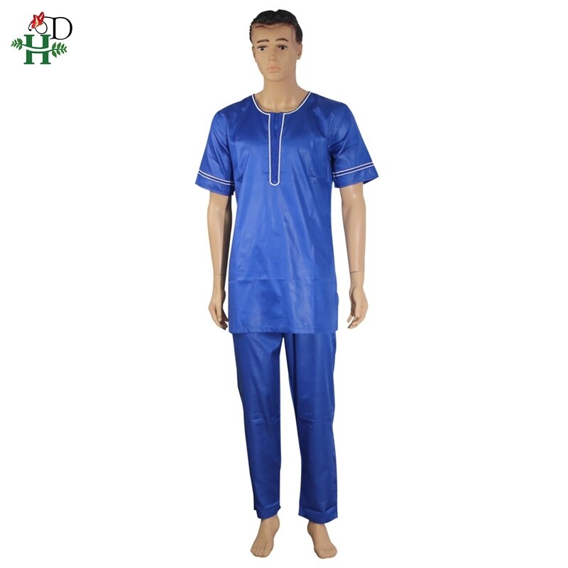 Pas de chapeau dashiki broderie africaine hommes vêtements riche bazin hommes costume hauts chemise pantalon 3 pièces ensemble grande taille PH3062