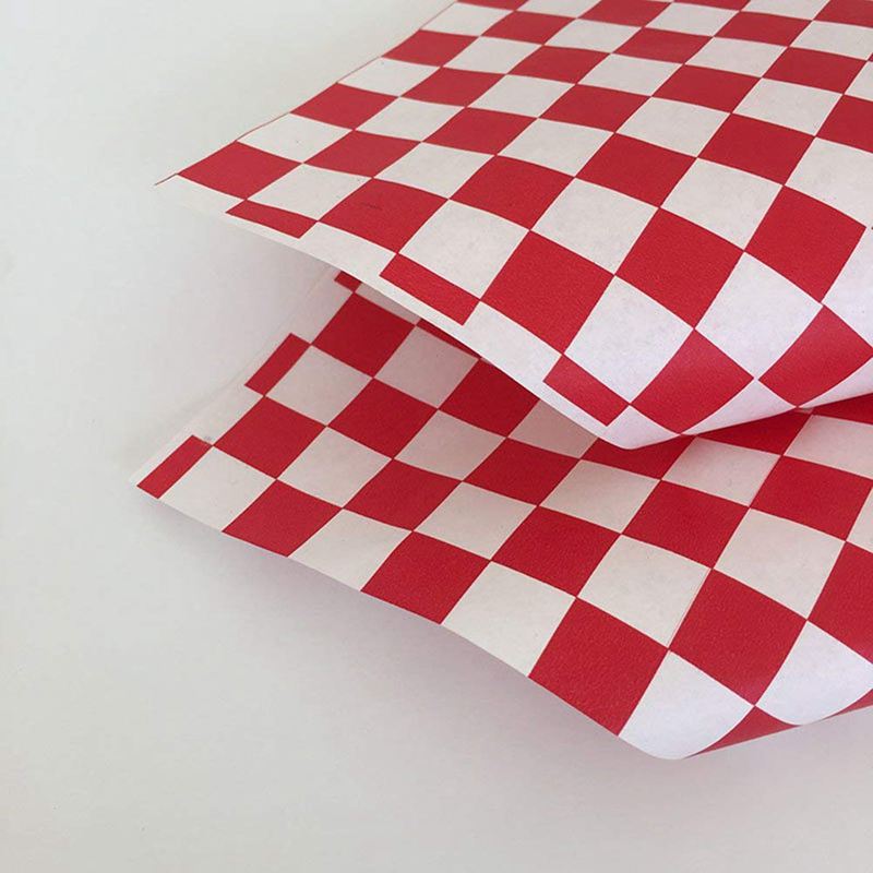 100 pièces damier deli bonbons panier liner papier d&#39;emballage alimentaire, gros répulsif, Sandwich Burger emballage, rouge et blanc