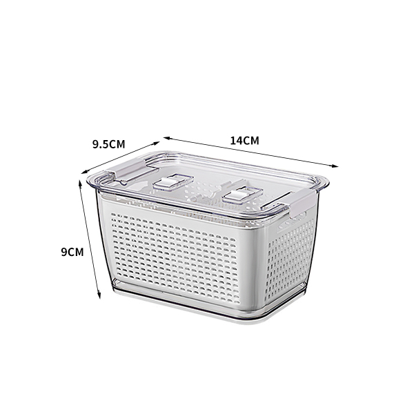 Refrigerator Food Produce Saver Storage Containers With Lid Fridge Fresh Vegetable Colander Storage Box Kitchen Organization: S White