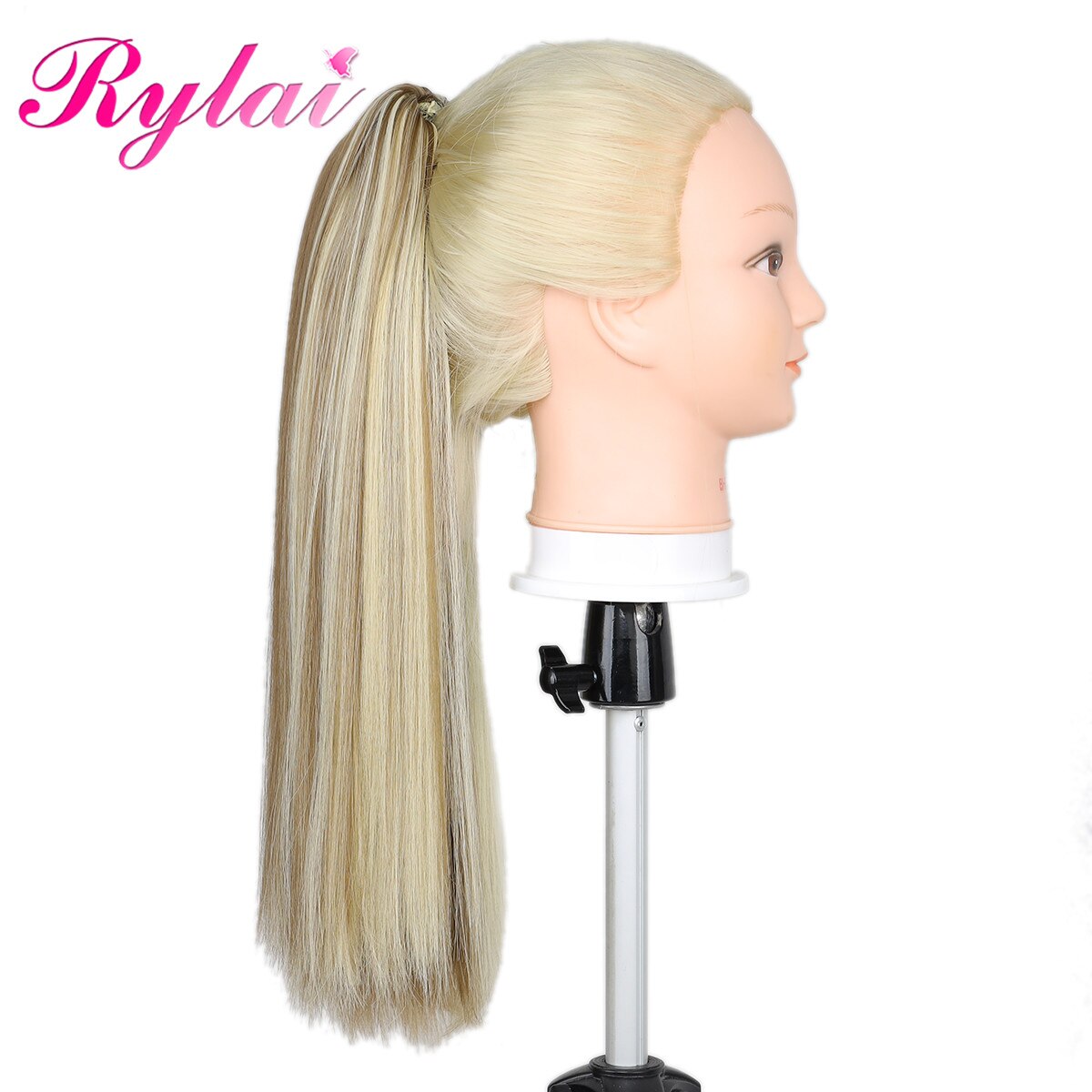 Straight Ponytail Hair Extensions Claw Clip Synthetic Pony Tail Extensions 18 Inches For Women Beautyhair By RYLAI: P6/613