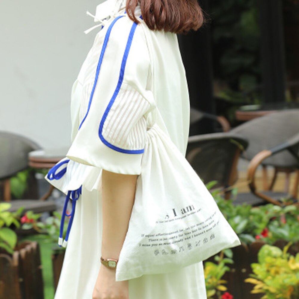 Bolsa para empaquetar y almacenar bolsas de lino y algodón para mujer, bolsa de viaje con cordón, pequeña bolsa de tela (30x33cm), 1 ud.: 30x33-white