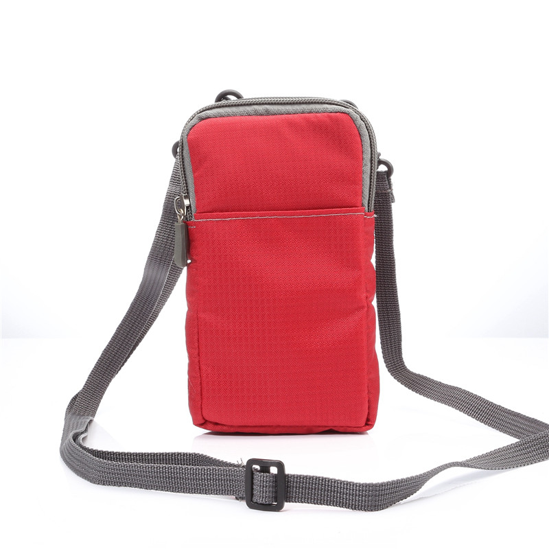 Yiang nylon universel tegnebog mobiltelefon taske 6.0 tommer mini cross body skuldertasker taske bærbar taske til iphone / samsung: Rød