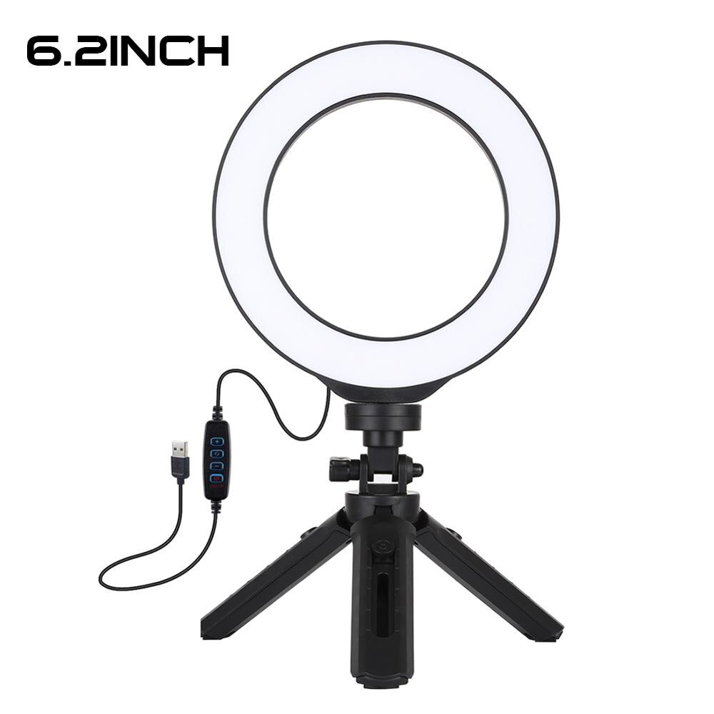 LED Selfie Ring Light with Tripod USB Selfie Light Ring Lamp Big Photography Ringlight for Girls Make up with Stand: 6.2