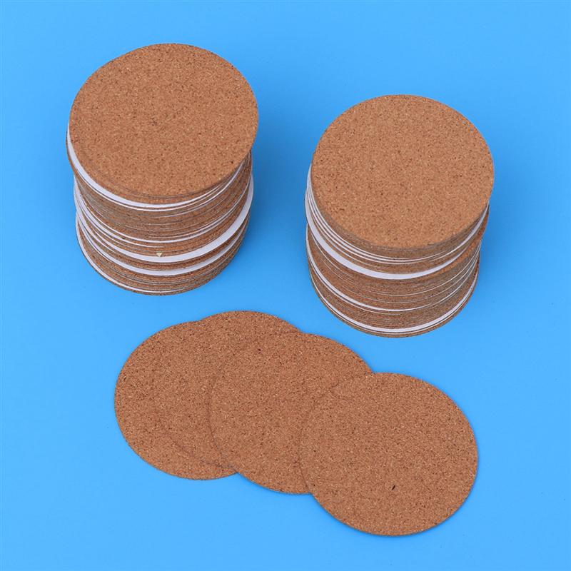 12/30 Pcs DIY Round Cork Mats Self-Adhesive Eco-Friendly Insulation Coasters Cup Pads DIY Self Adhesive Round Cork Cushion