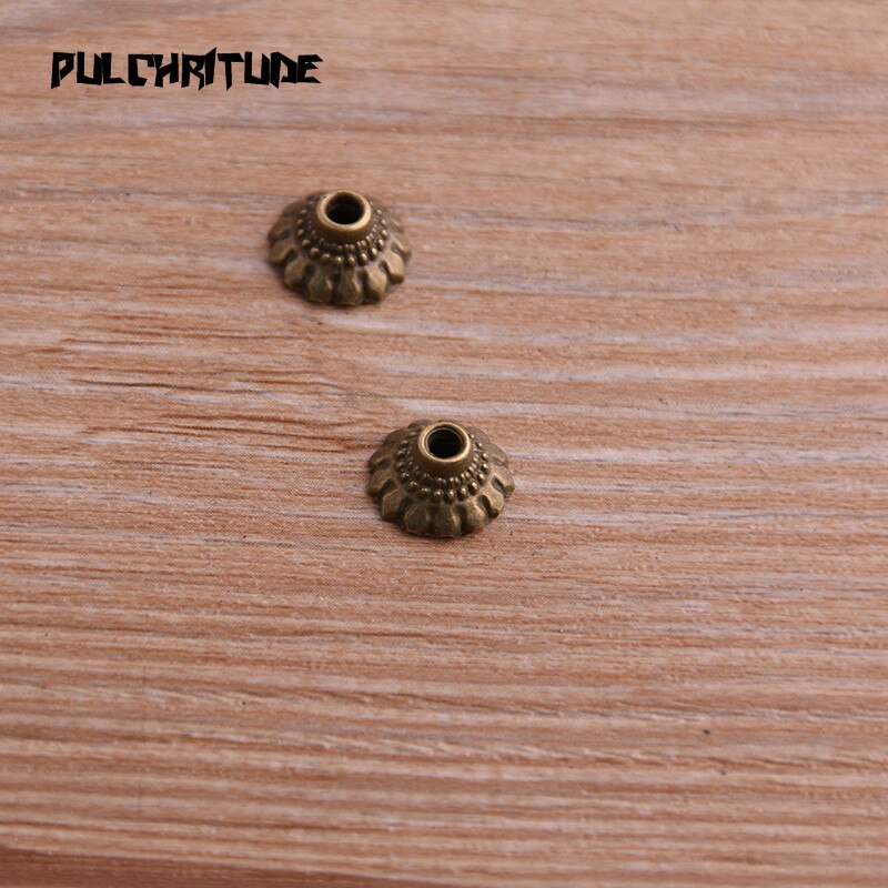 100pcs 5*10*10mm Two Color Retro Bead Caps Charm Hollow Flower Pendants Jewelry Accessories DIY Receptacle Charms