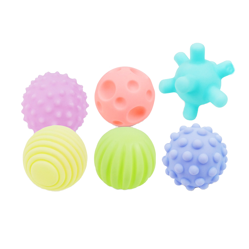 6 stk gummi struktureret multi taktile sanser berørings legetøj børn bold hånd sensorisk baby legetøj baby træning massage bløde bolde: 6 stk  tj246