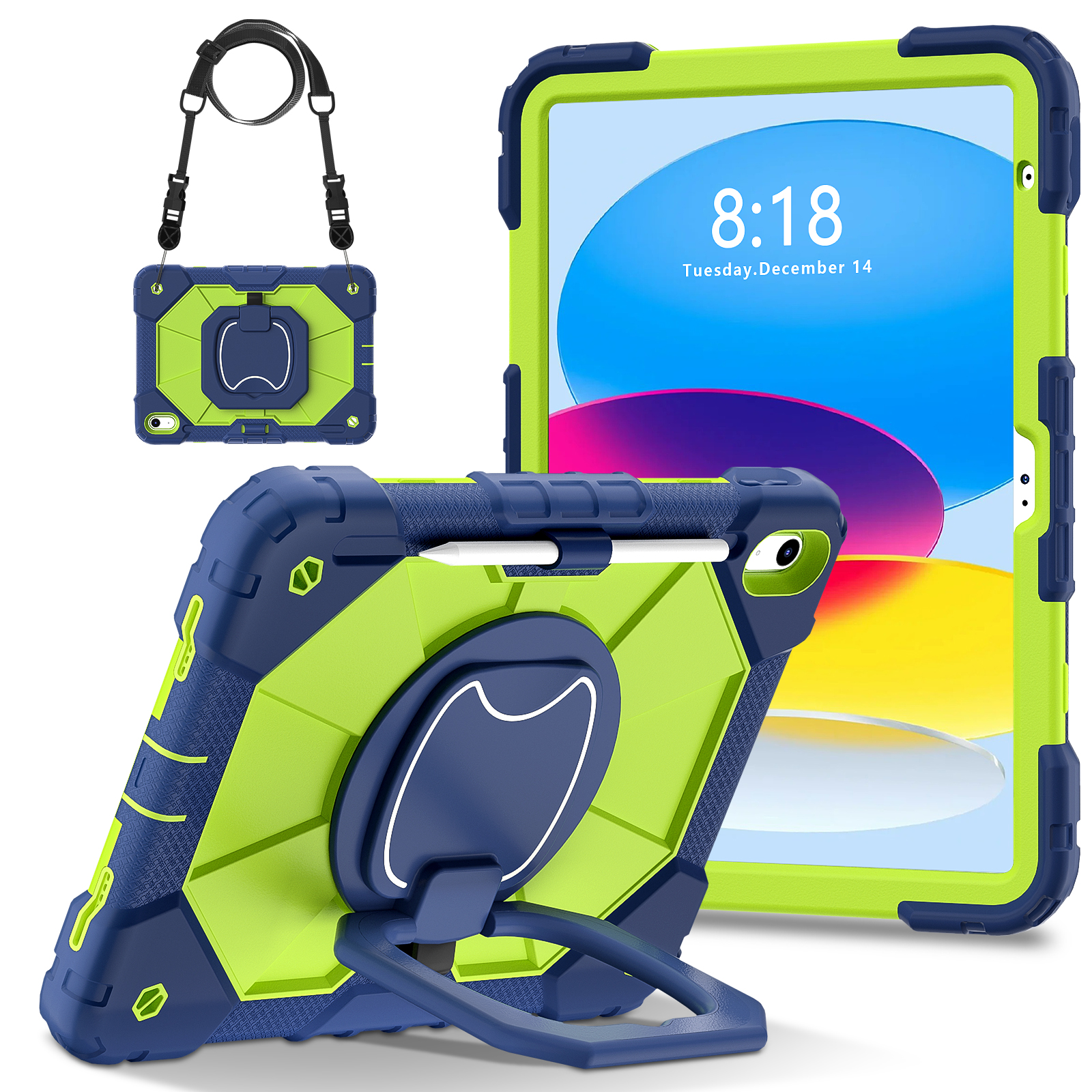 Étui de protection pour tablette adapté pour iPad A16 11Th (2025)/Ipad 10.9 10Th (2022) avec support de sacoche, 12 couleurs disponibles: 12.4 / cyan foncé