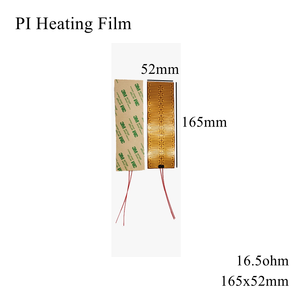 150X120Mm 5V 12V 24V 110V 220V Pi Verwarming Film Polyimide Adhesive Elektrische heater Plaat Panel Pad Mat Brandstof Folie Olie Motor Tank: 165x52mm