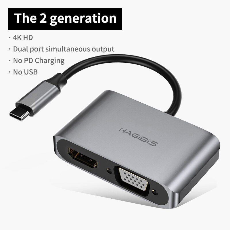 Hagibis – adaptateur Hub USB type-c vers HDMI, 4K, Thunderbolt 3, pour Samsung Galaxy S10/S9/S8, Huawei Mate 20/P30 Pro: Grey