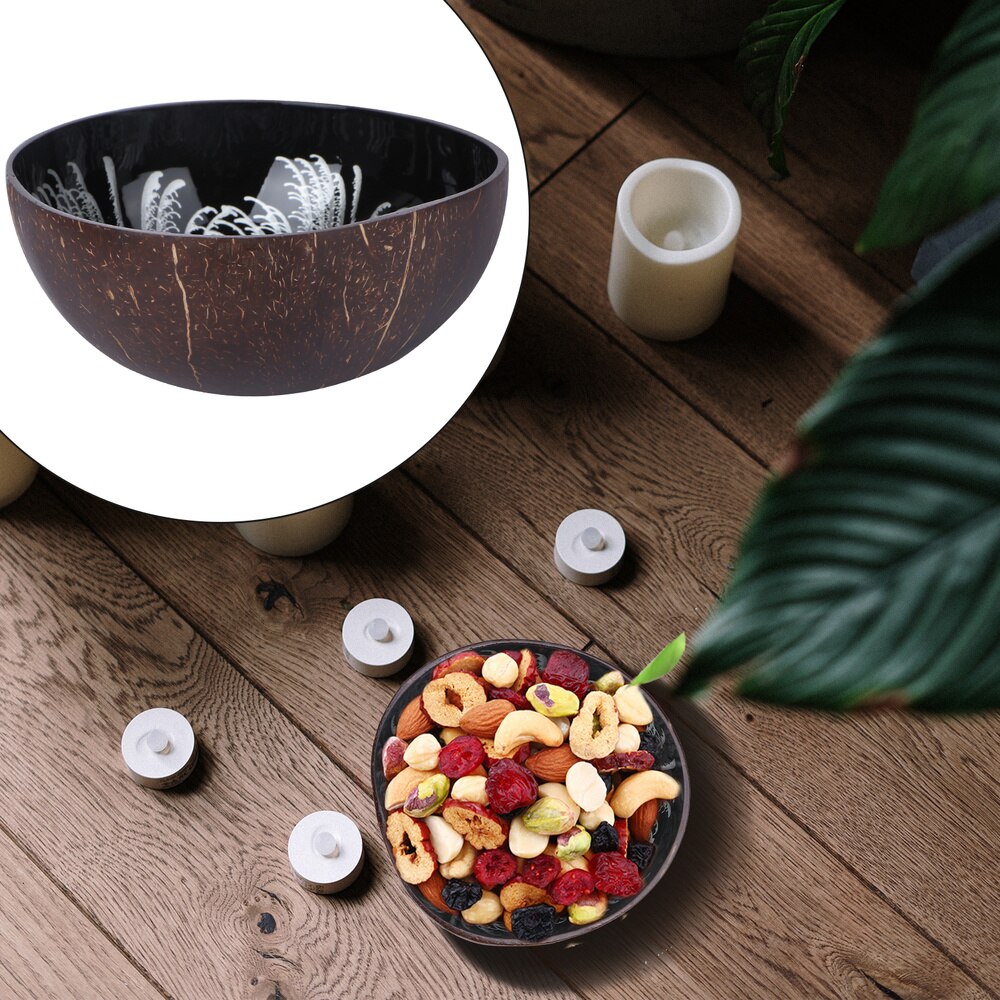Natuurlijke Kokosnoot Kom Opslag Kom Candy Container Noten Houder (Patroon 1): Silver