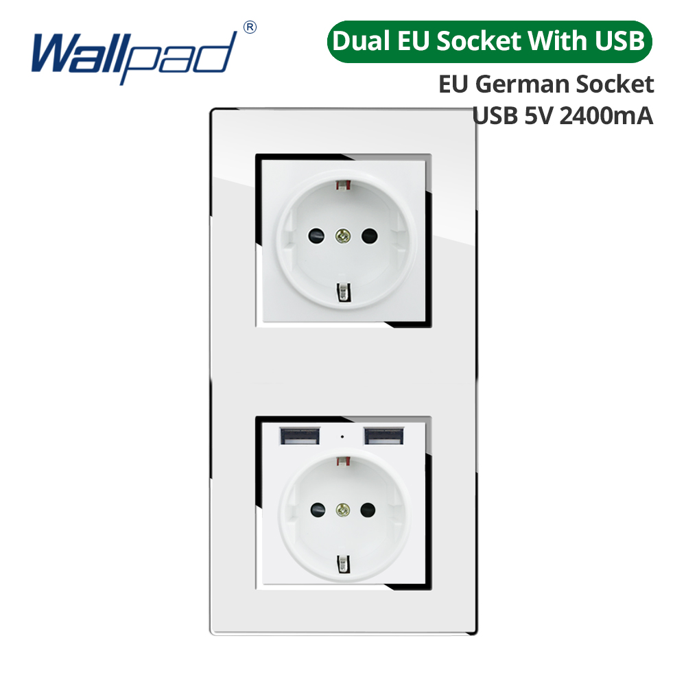 Wallpad Vertical Install 86*172mm White Acrylic Panel Wall Light Switch USB Charge EU Socket Outlet 4 5 6 7 8 Gang 2 Way Reset: army green