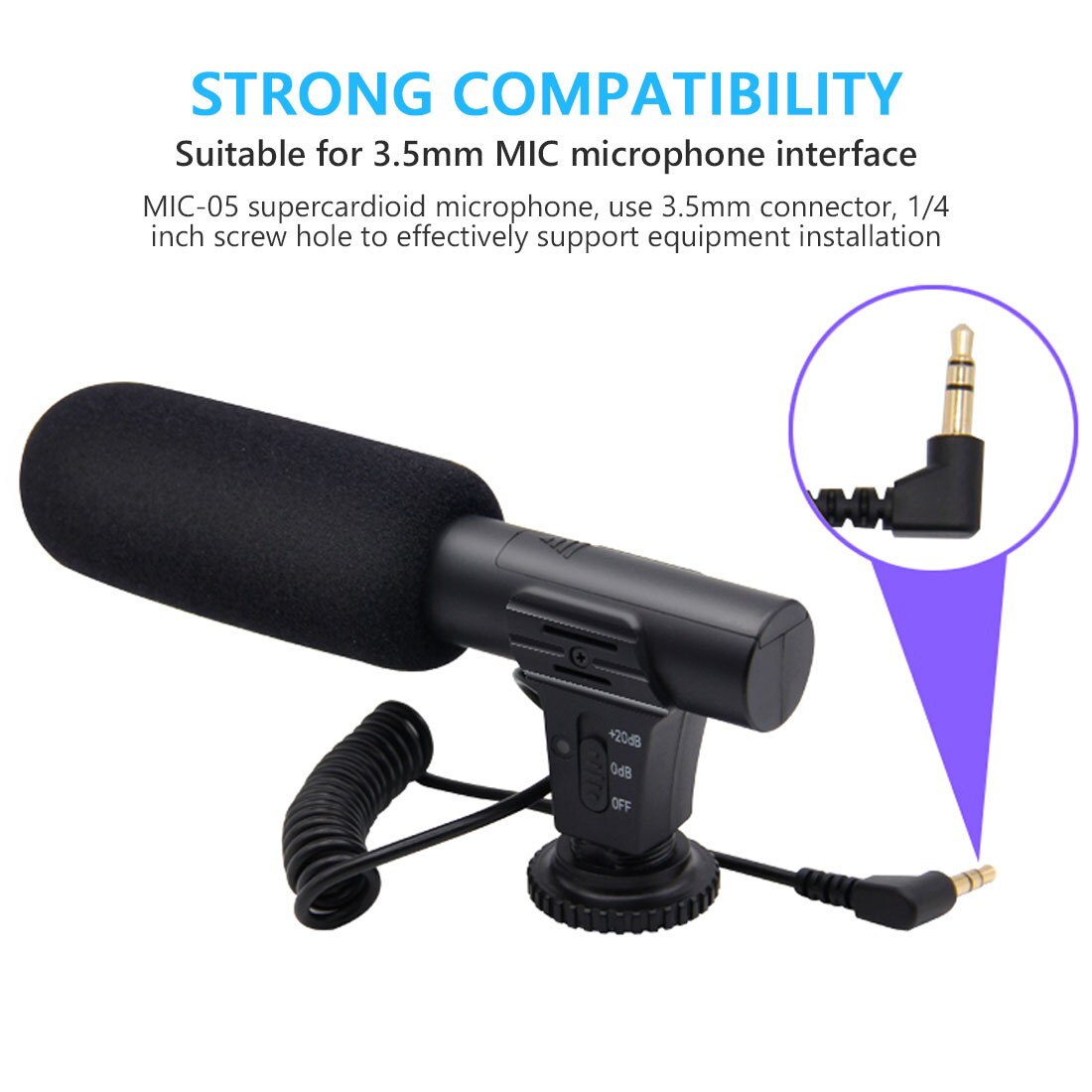 Draagbare Condensator Microfoon 3.5Mm Mini Telefoon Video Camera Interview Microfoon Met Mof Voor Iphone Samsung Mic