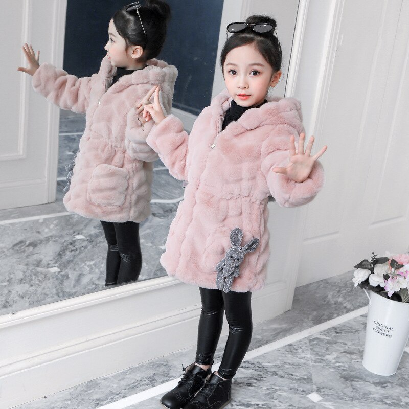 Meisjes Winter Jassen Winter Kinderen Mode Kleding Baby Meisjes Faux Fur Tops Wollen Jas Kinderen Meisjes Wollen Jas faux Bontjas