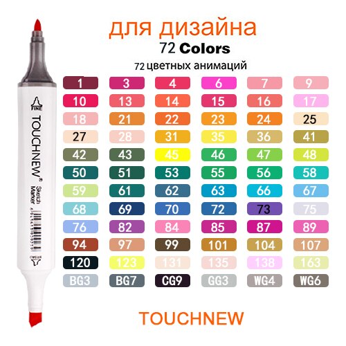 TOUCHNEW 36/48/72/108 Colors Marker Pens with Double Tips for Drawing Coloring Sketching Markers Painting Manga: 72 Colors
