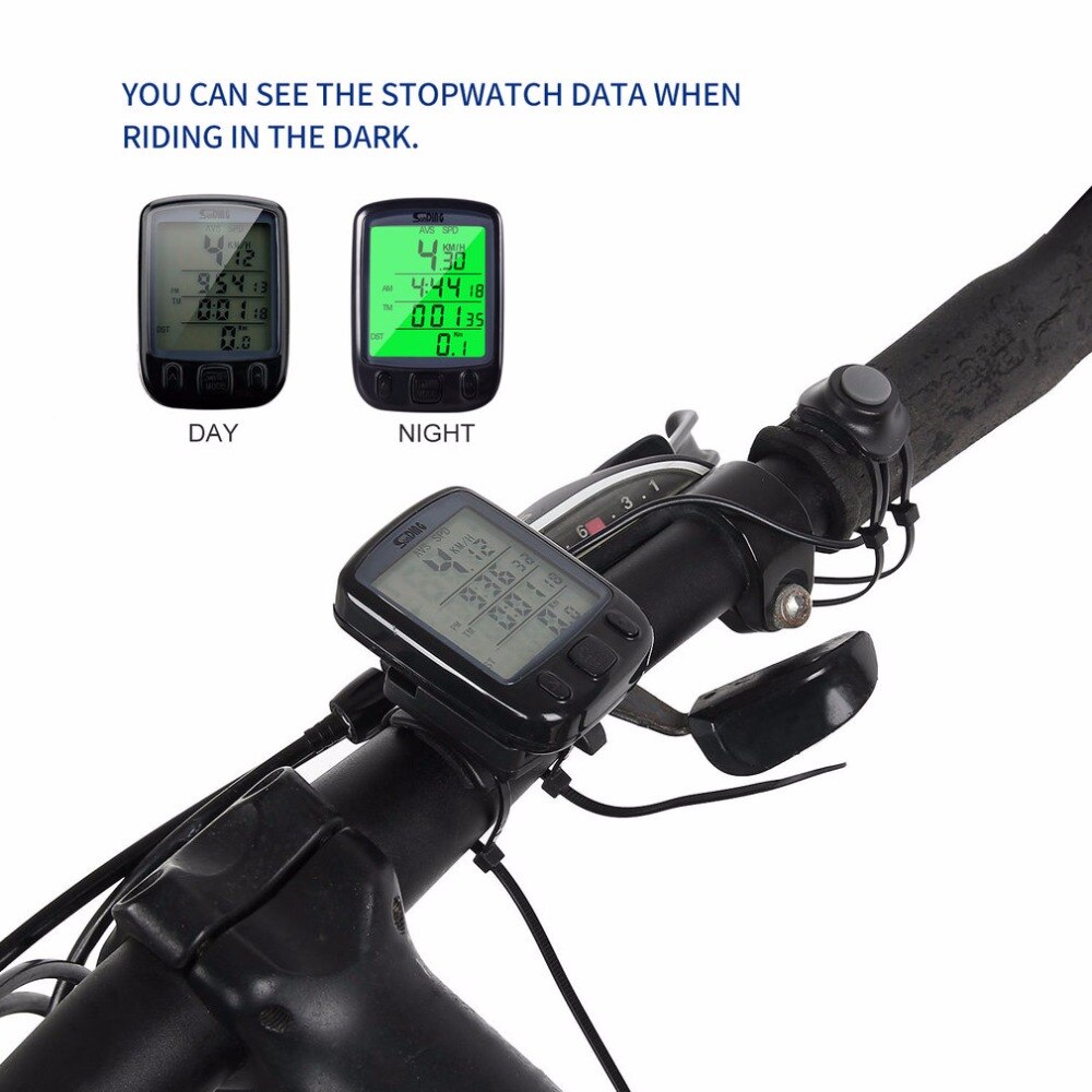 1 pc SunDing SD 563B Wasserdicht LCD Anzeige Radfahren Fahrrad Fahrrad Computer Kilometerzähler mit Grün Hintergrundbeleuchtung