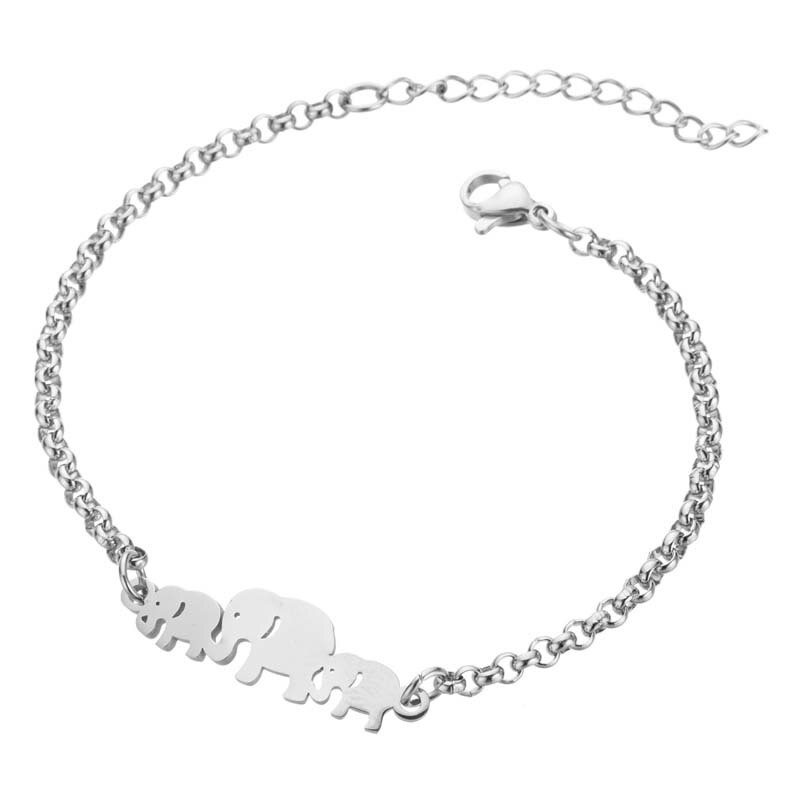 Pulseira animal para mulher de aço inoxidável por atacado pulseira ajustável simples elefante pulseiras presentes para acessórios femininos: Steel color