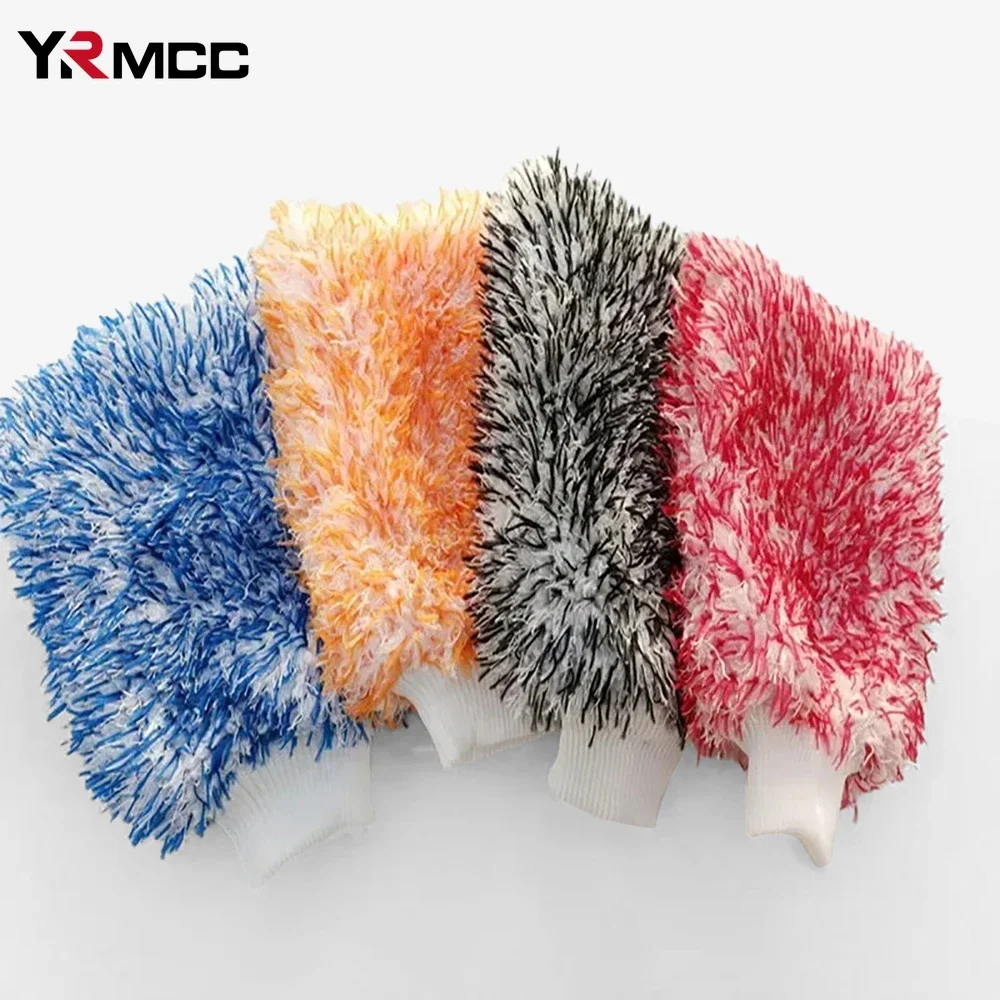 Guantes de lavado de coches, guante de limpieza de terciopelo Coral de agua fuerte de microfibra, herramientas de limpieza de eliminación de polvo engrosadas suaves, accesorios para coche