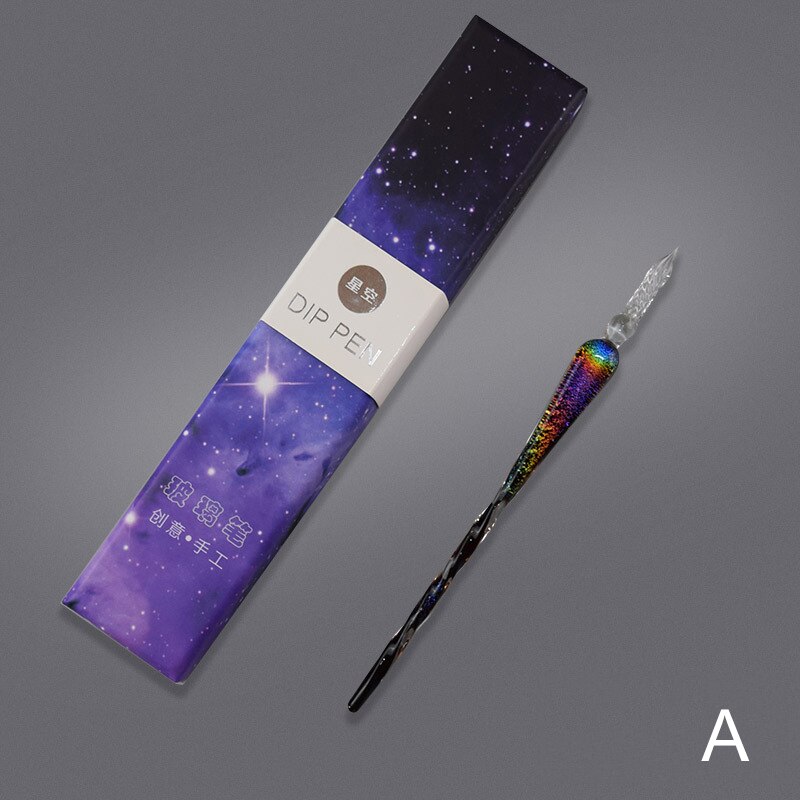 Krystal stjernehimmel glas pen vintage signatur tegning kalligrafi pen glas dip pen sæt  em88