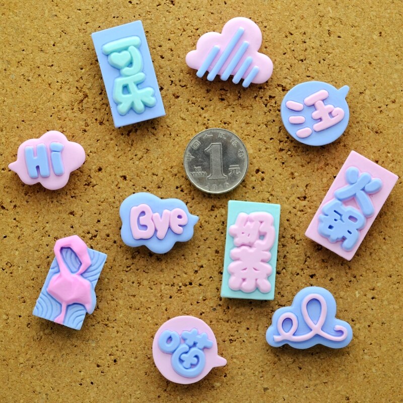 10 Pcs Resin Push Pins Graffiti Thumb Tacks Drawing Pin Decoration Wall Cork Big Head Thumbtack Office Binding Supplies