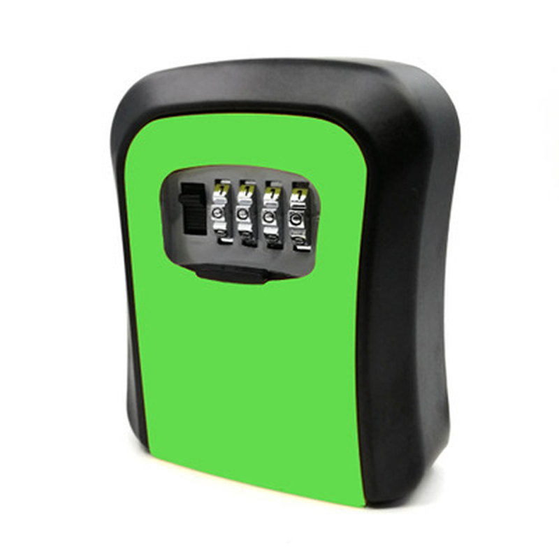 Key lock box wall-mounted plastic key safe weatherproof 4 combination key storage lock box for indoor and outdoor use: Alloy Green