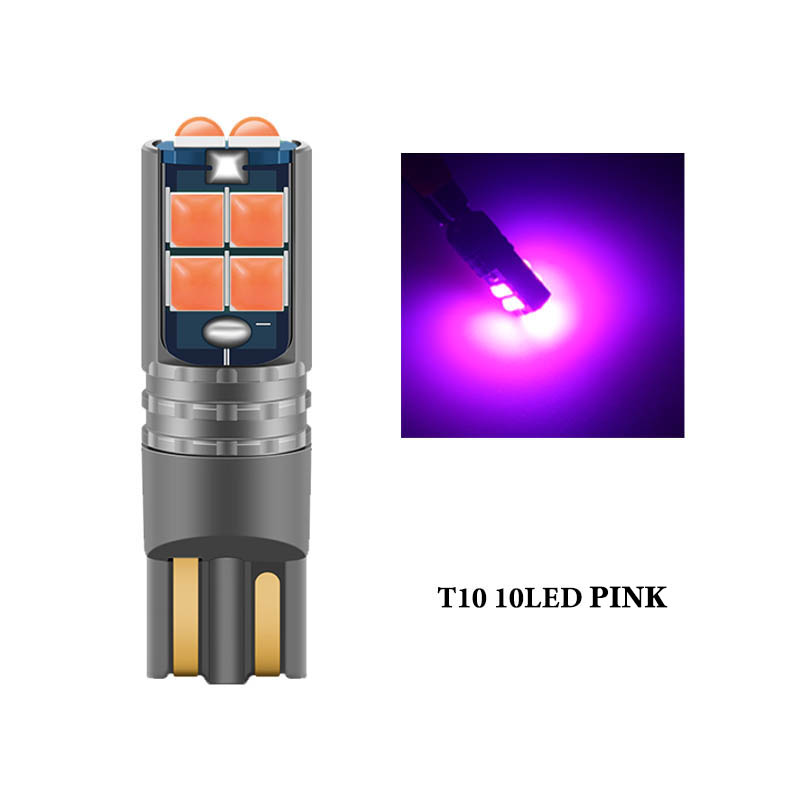 Luz LED Canbus T10 para Interior de coche, lámpara de lectura Canbus W5W 3030 10SMD 12V-24V 194 168, 10W, 1 unidad: Rojo