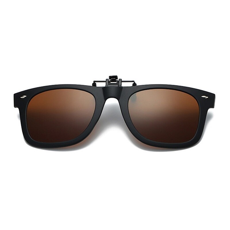 MAXJULI Square Polarized Sunglasses Clip on Myopia Glasses For Fishing Driving Traveling Easy Flip Up Lens UV400 Protection 8503: C3 tan
