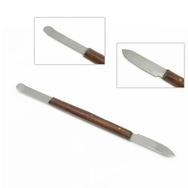 Espátula para mezclar cera Dental, cuchillo, instrumentos de resina de relleno compuesto, herramientas de maquillaje, materiales de dentista, extremos dobles, 1 ud.: Gris