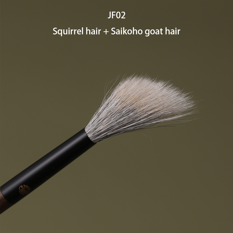 Handmade Makeup Brushes 1PC Soft Squirrel Horse Goat Hair Fluffy Blush Highlighter Brush Walnut Make Up Brush: green