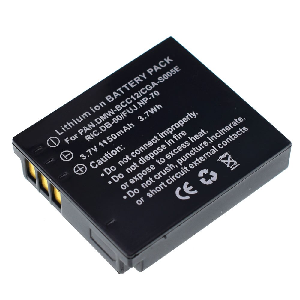 2Pcs DMW-BCC12 CGA-S005 S005E DB60 NP70 Camera Batterij Voor Panasonic FX10 FX12 FX50 FX07 FX100 FX150 FX180 LX1 LX2 LX3