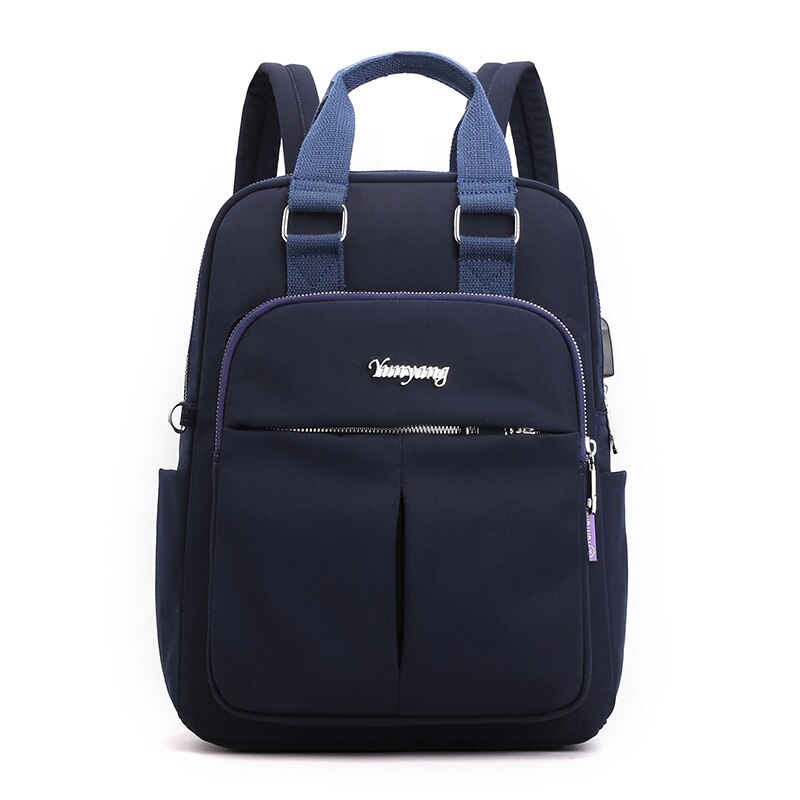 Leisure Rugzak Mode Vrouwen Usb Opladen Rugzak Computer Tas Grote Capaciteit College Stijl Rugzak: dark blue