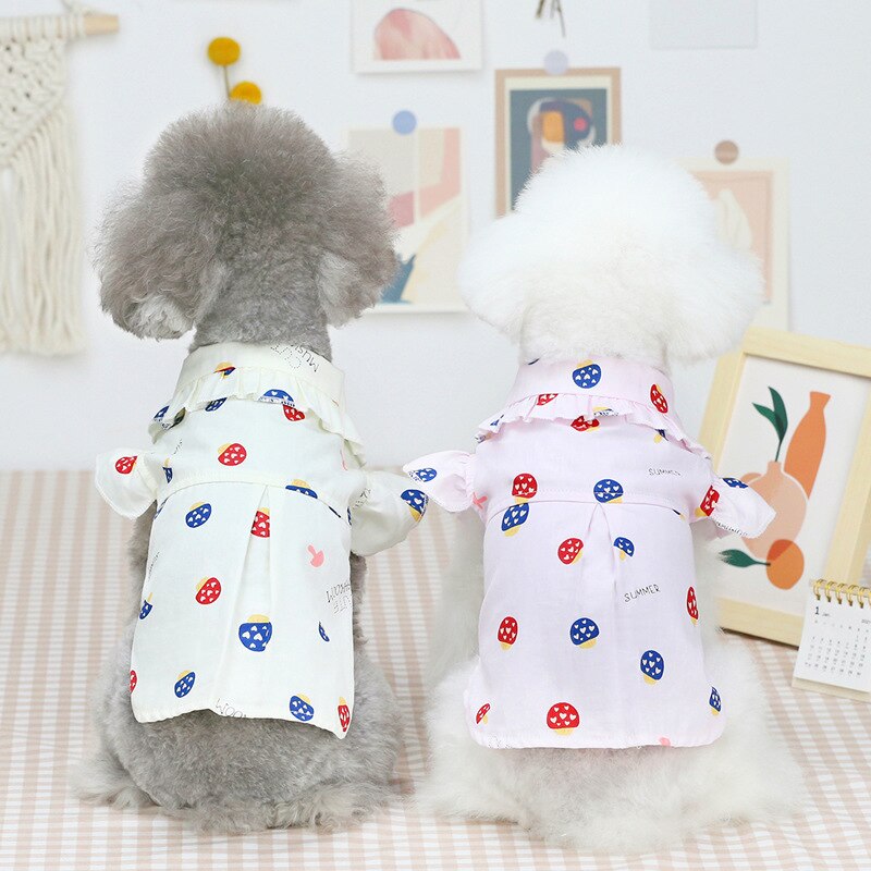 Cão de pelúcia camisas estilo doce camisas do cão algodão pet filhote de cachorro camiseta roupas para cães médios pequenos gato