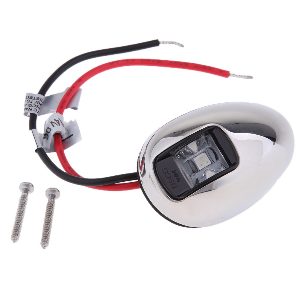 12V Marine Boat Navigation Red LED Stainless Steel Housing Bow Light Bulb