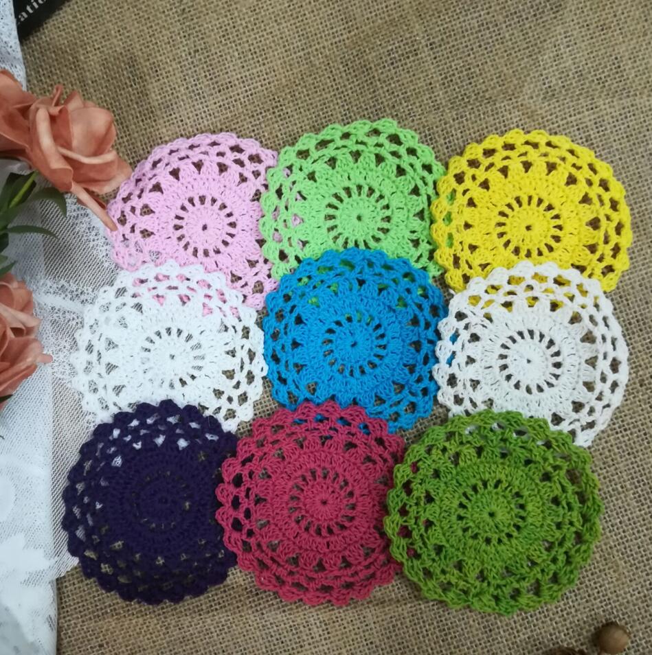10cm Round Placemat Christmas Placemats Coffee Cup Mat Mug Pad Modern Coasters Drink Coaster Crochet Doily Kitchen Table Mats