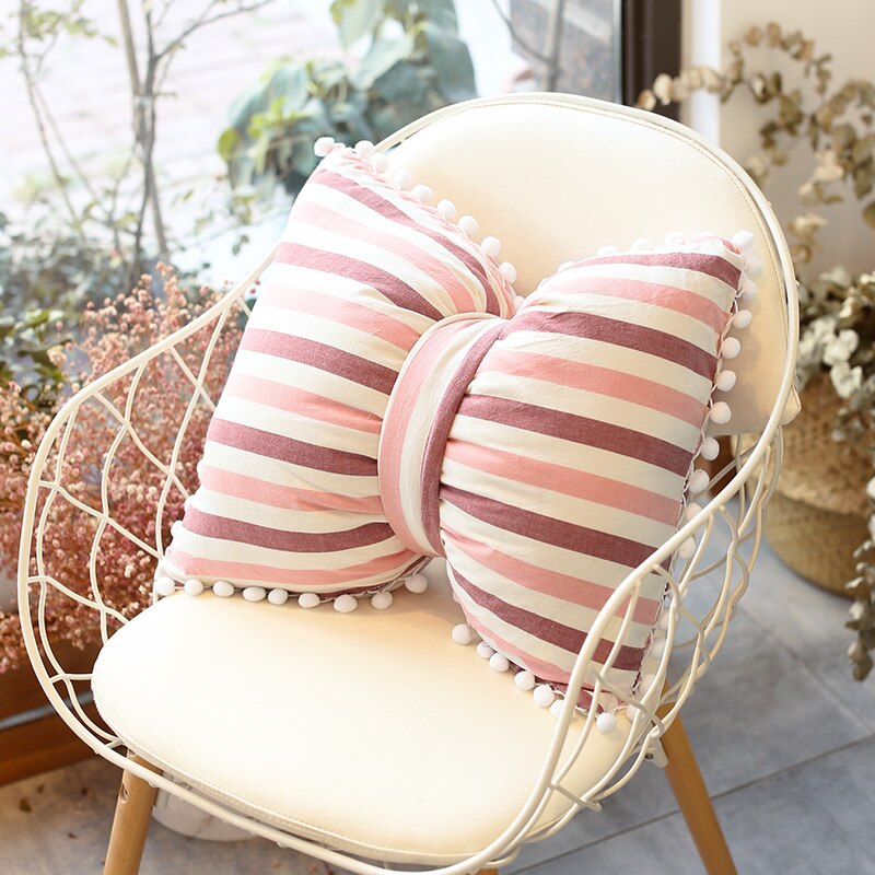 Boog Kussen Voor Stoel Home Decor Roze Grijs Cartoon Getuft Kussen Rugleuning Kussen Studenten Kinderen Meisjes Bureaustoel Kussen